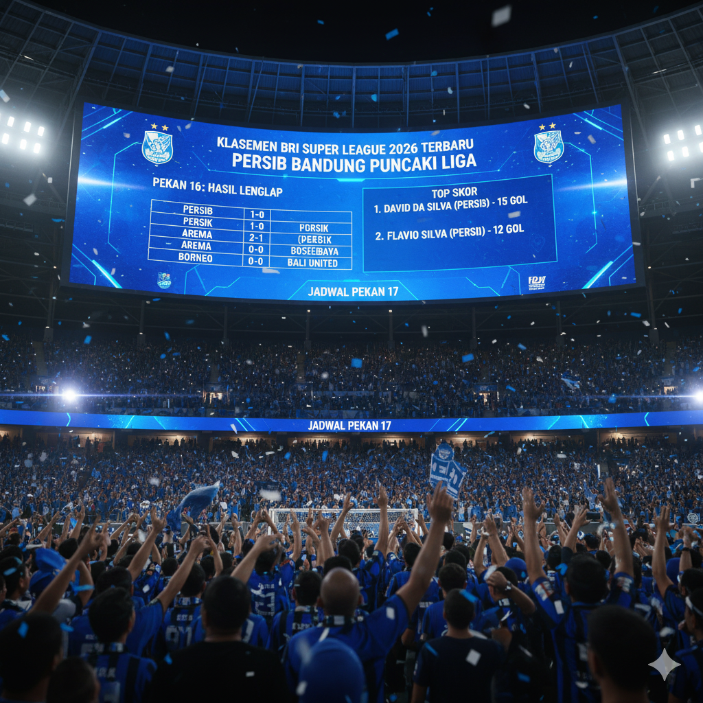 Klasemen BRI Super League 2026 Terbaru: Persib Bandung Puncaki Liga, Hasil Lengkap Pekan 16, Top Skor, hingga Jadwal Pekan 17