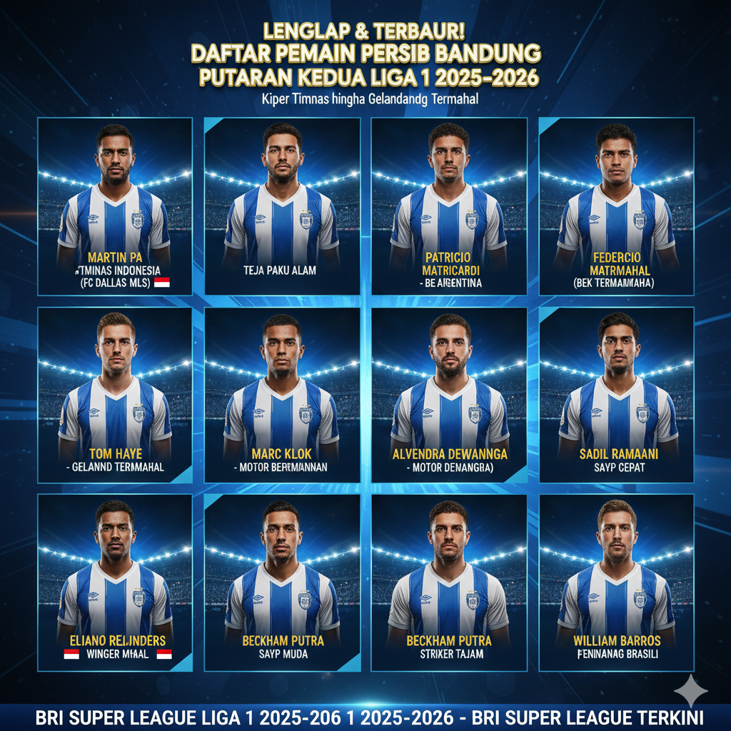 Lengkap dan Terbaru! Daftar Pemain Persib Bandung Putaran Kedua Liga 1 2025-2026, Ada Kiper Timnas hingga Gelandang Termahal