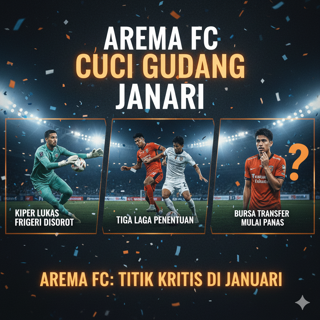 Arema FC Cuci Gudang Januari: Tiga Laga Penentuan, Kiper Lukas Frigeri Disorot, Bursa Transfer Arema FC Mulai Panas
