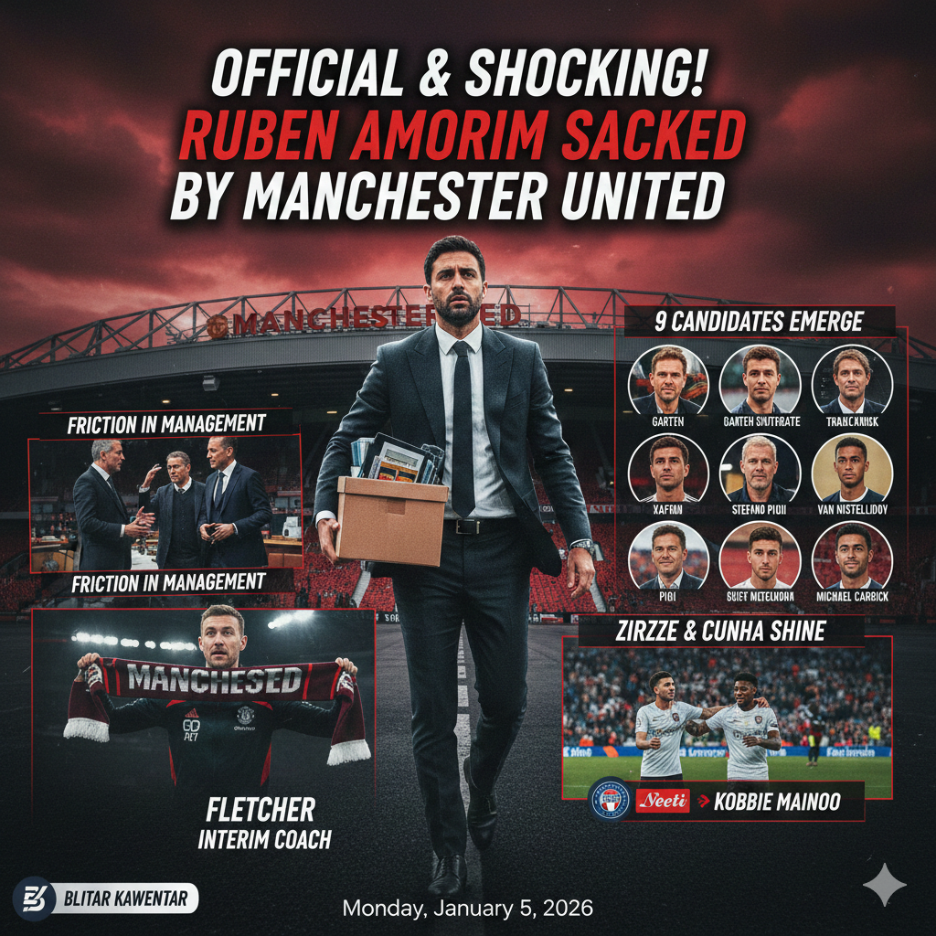 Resmi dan Mengejutkan! Ruben Amorim Dipecat Manchester United, Friksi Manajemen hingga Daftar 9 Kandidat Pengganti Mengemuka