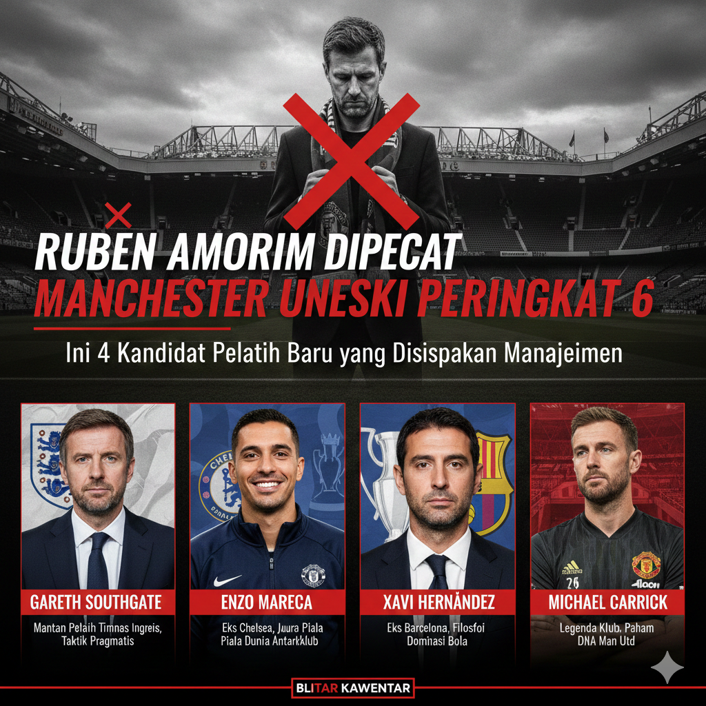 Ruben Amorim Dipecat Manchester United Meski Peringkat 6, Ini 4 Kandidat Pelatih Baru yang Disiapkan Manajemen