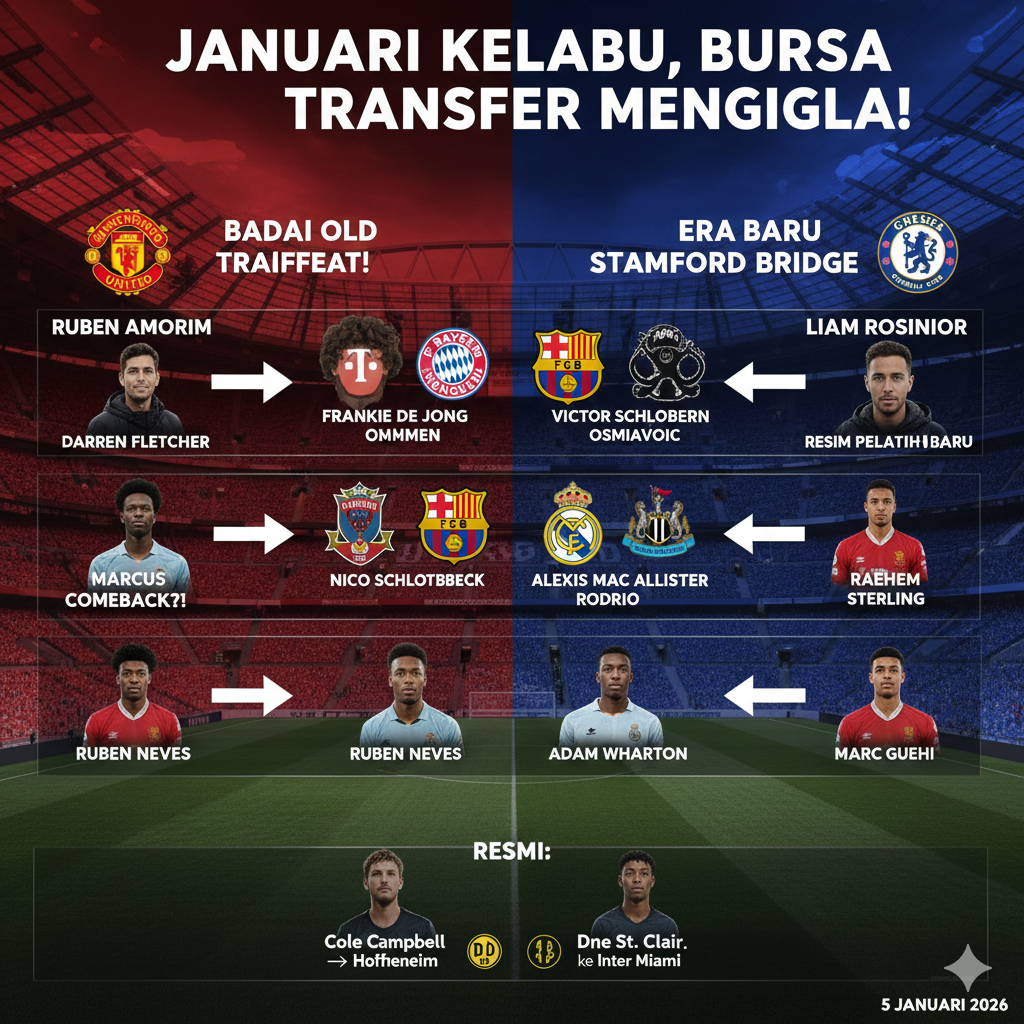 Manchester United pecat Ruben Amorim! Cek update transfer Januari 2026: Rumor Vinicius Jr ke Chelsea, De Jong ke Bayern, hingga suksesor Amorim di MU.