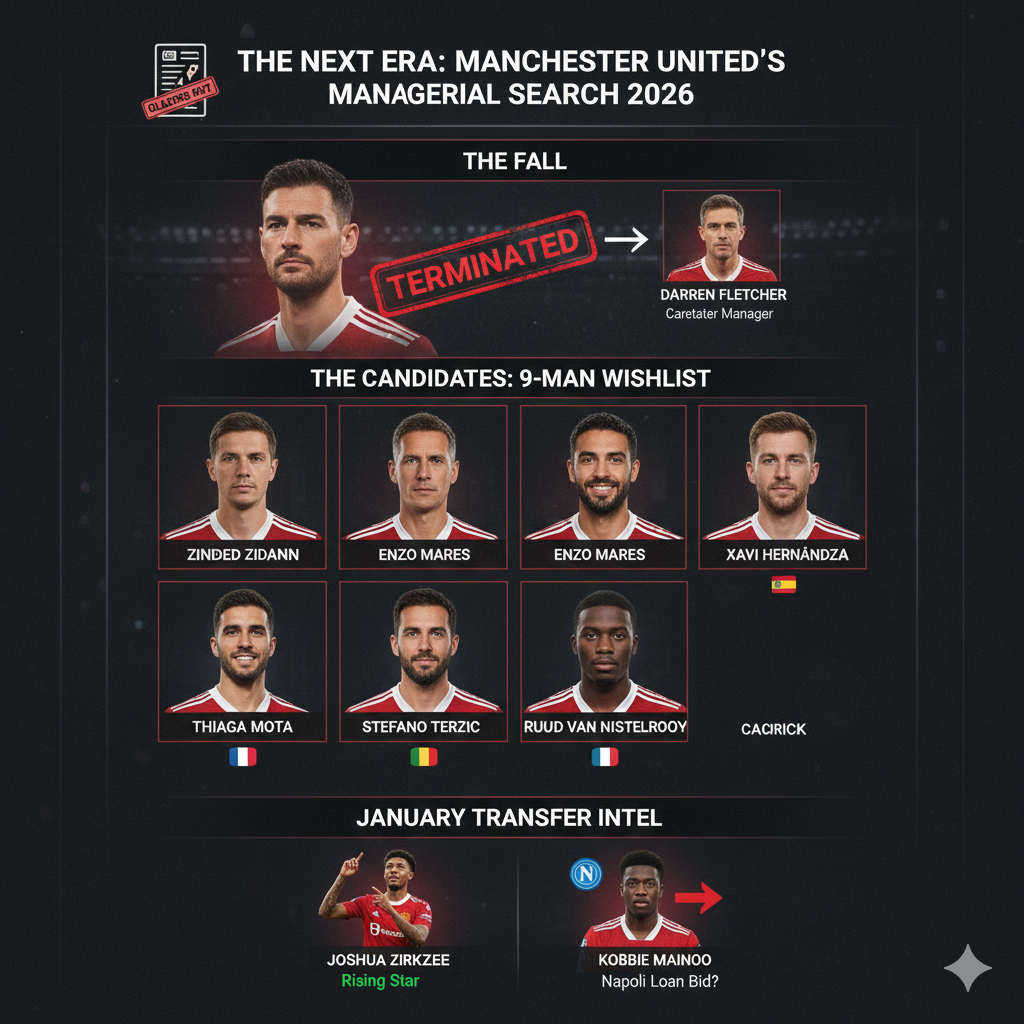 Resmi! Ruben Amorim dipecat MU setelah 14 bulan melatih. Simak alasan pemecatan, penunjukan Darren Fletcher, hingga rumor transfer Kobbie Maino ke Napoli.