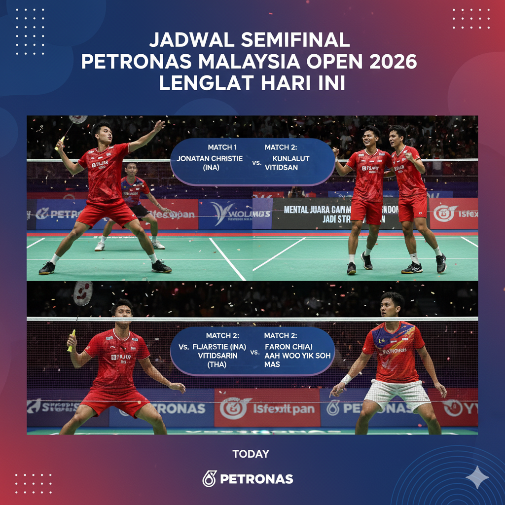 Jadwal Semifinal Petronas Malaysia Open 2026 Lengkap Hari Ini: Jonatan Christie vs Kunlavut, Fajar/Fikri Hadapi Aaron Chia
