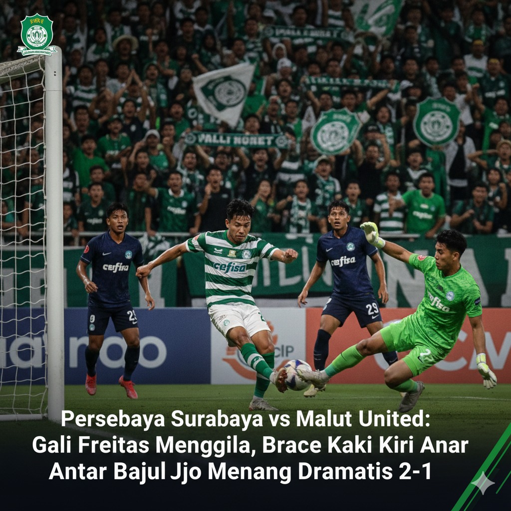 Persebaya Surabaya vs Malut United: Gali Freitas Menggila, Brace Kaki Kiri Antar Bajul Ijo Menang Dramatis 2-1