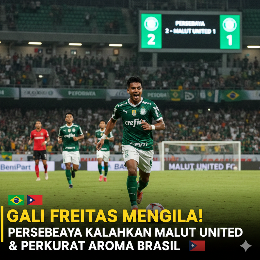 Gali Freitas Menggila, Persebaya Kalahkan Malut United dan Perkuat Aroma Brasil di Paruh Musim
