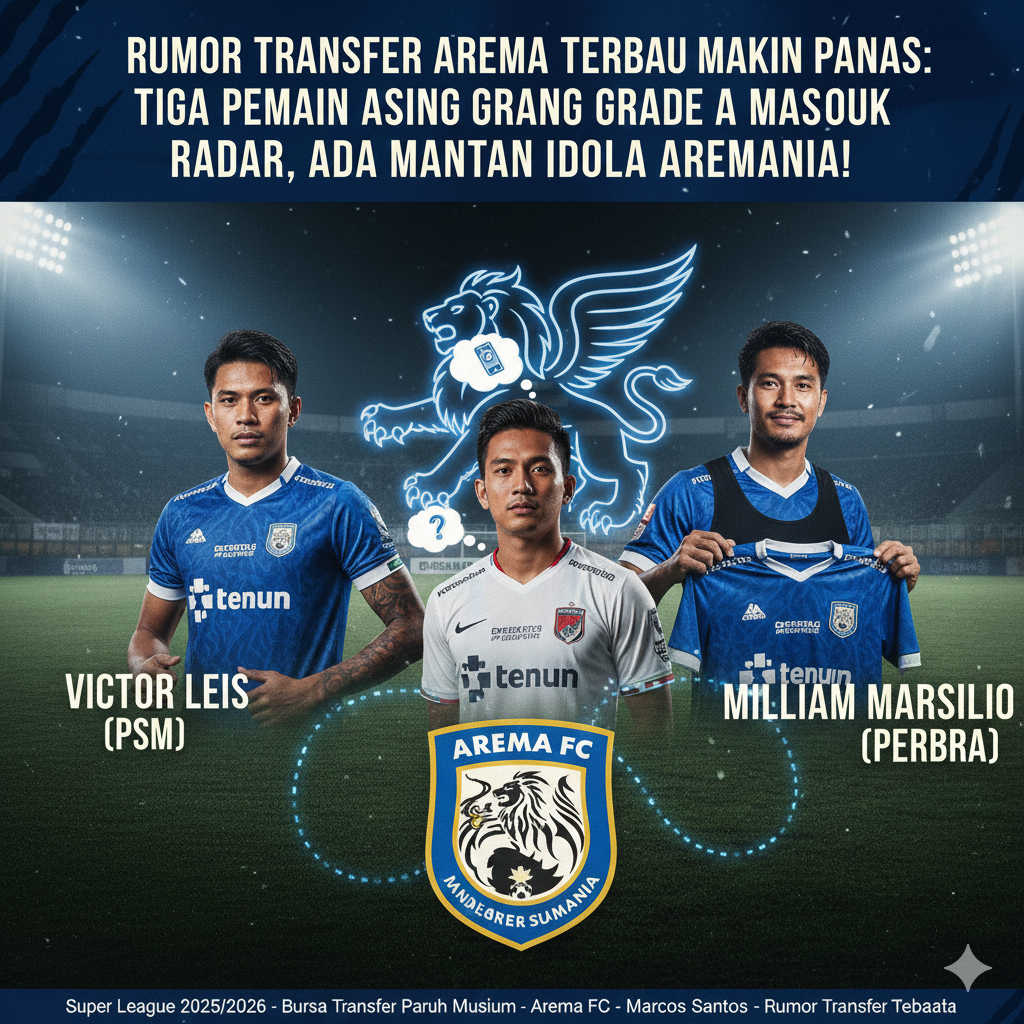 Rumor transfer Arema terbaru memanas. Tiga pemain asing grade A masuk radar Singo Edan jelang bursa transfer paruh musim.
