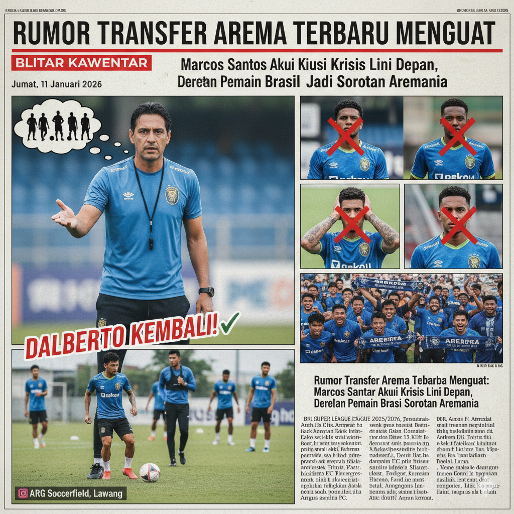 Rumor Transfer Arema Terbaru Menguat: Marcos Santos Akui Krisis Lini Depan, Deretan Pemain Brasil Jadi Sorotan Aremania