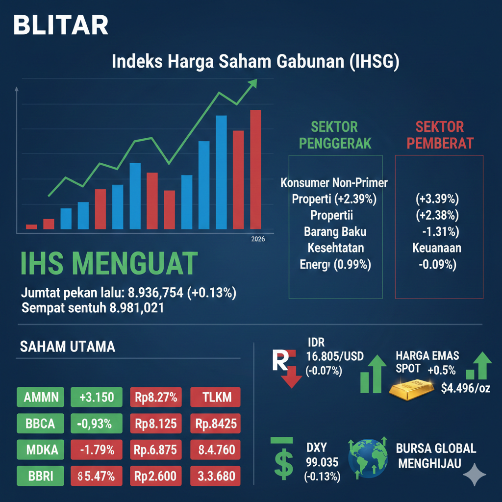 IHSG Menguat ke Level 8.936 Usai Nyaris Tembus 9.000, Rupiah Melemah dan Harga Emas Kian Bersinar