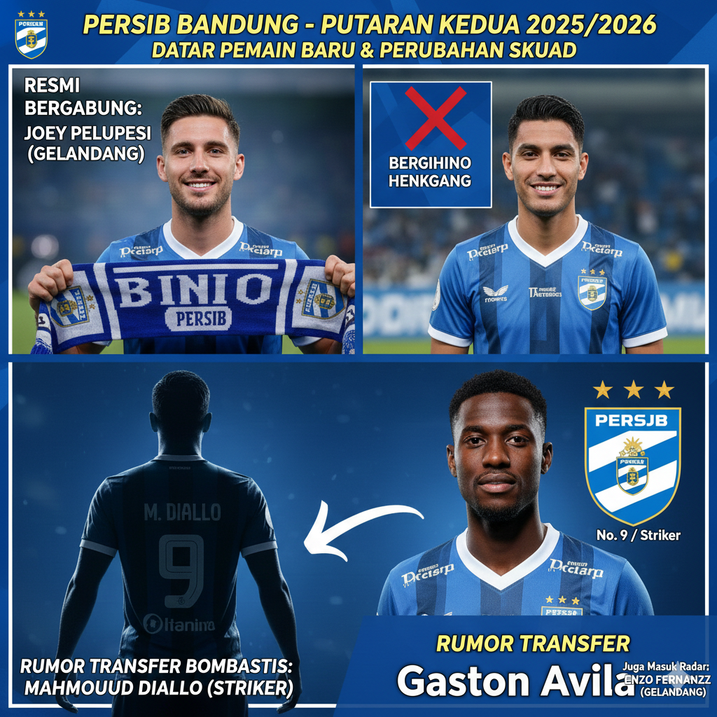 Daftar Pemain Baru Persib Bandung Putaran Kedua BRI Super League 2025/2026: Joey Pelupesi Resmi, Berginho Hengkang, hingga Deretan Transfer Fantastis