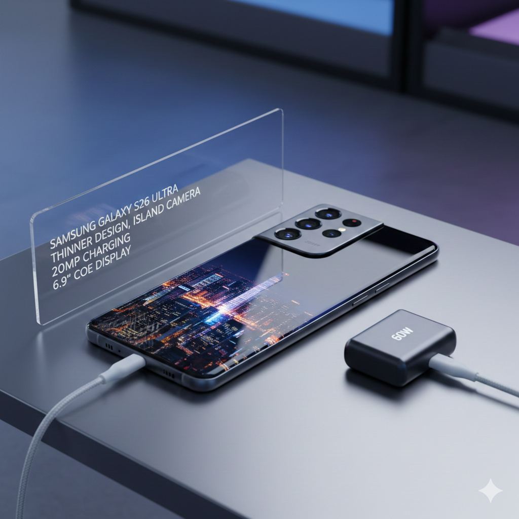 Bocoran Desain Samsung Galaxy S26 Ultra Terungkap: Lebih Tipis dari S25 Ultra, Kamera 200 MP dan Charging 60 Watt Jadi Sorotan