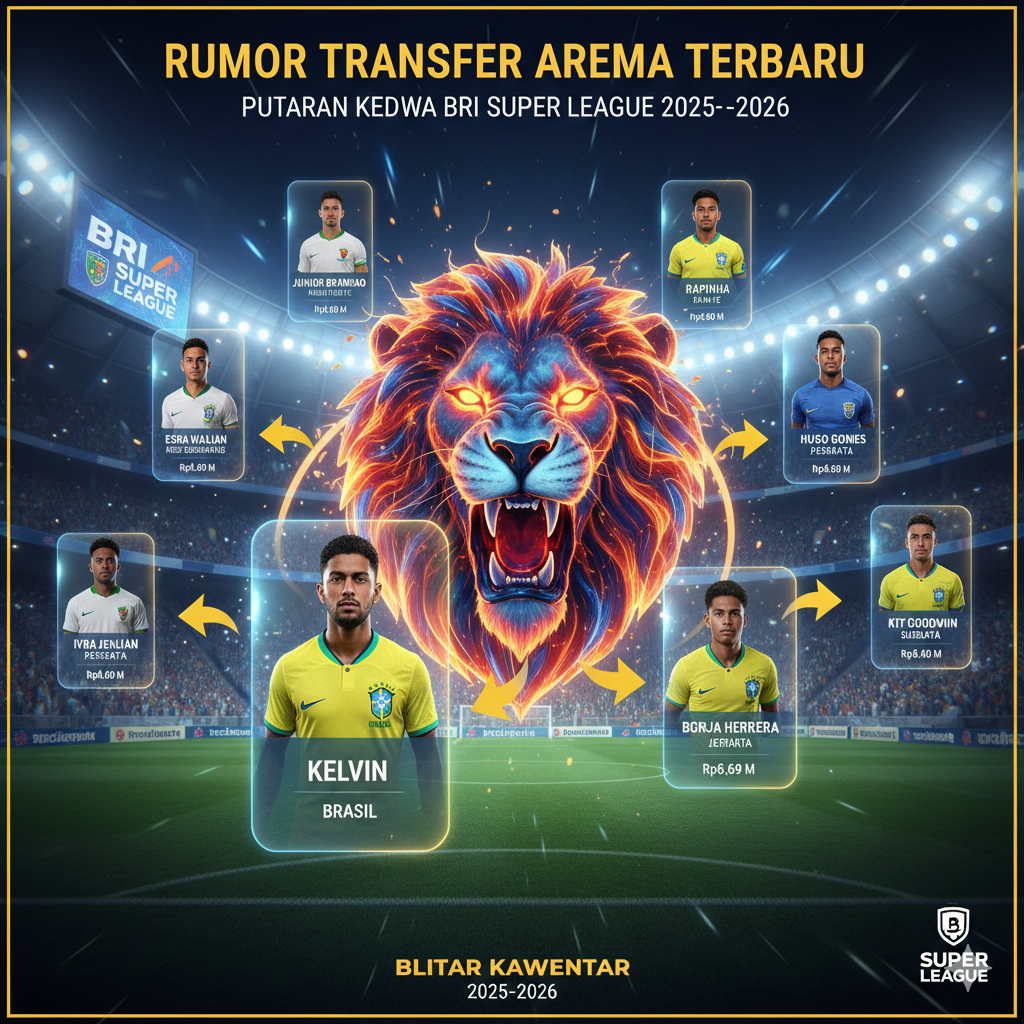 Rumor Transfer Arema Terbaru Putaran Kedua BRI Super League Memanas, Kelvin dari Brasil Masuk Radar Singo Edan