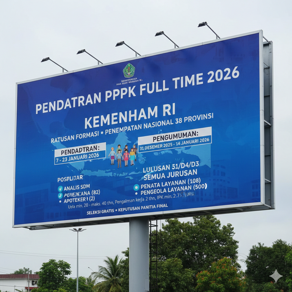 Pendaftaran P3K Penuh Waktu 2026 Dibuka KemenHAM, Formasi Ratusan untuk Semua Jurusan, Ini Jadwal Lengkap dan Syaratnya