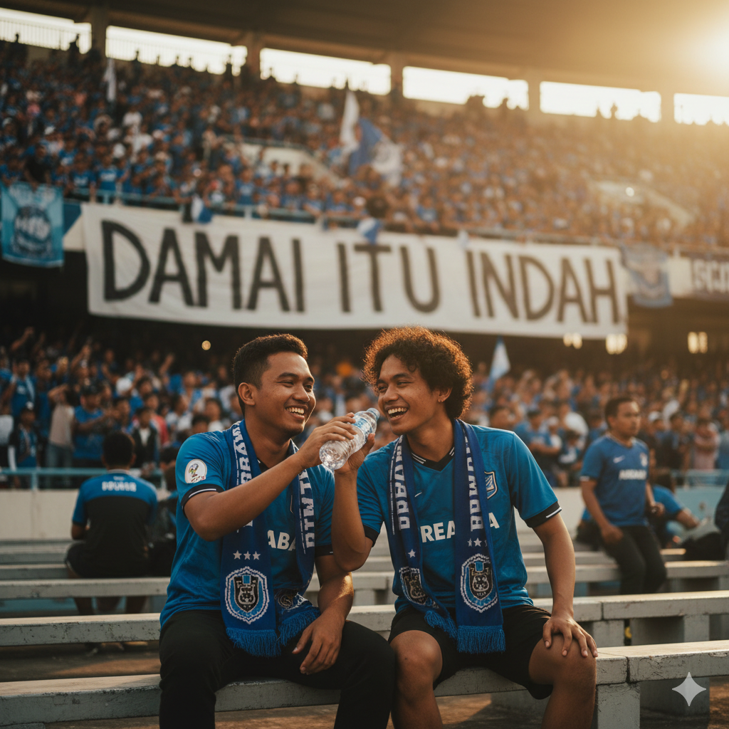 Sejarah tercipta! Bobotoh Persib Bandung dan Aremania akhiri rivalitas 20 tahun dengan duduk satu tribun di Kanjuruhan. Intip proses perdamaian mereka di sini.