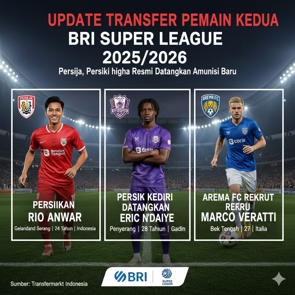 Update Transfer Pemain Putaran Kedua BRI Super League 2025/2026: Persija, Persik Kediri hingga Arema FC Resmi Datangkan Amunisi Baru
