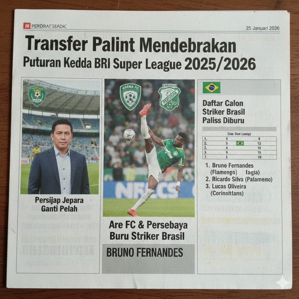 Transfer Terpanas Putaran Kedua BRI Super League 2025/2026: Persijap Jepara Ganti Pelatih, Arema FC dan Persebaya Bidik Striker Brasil