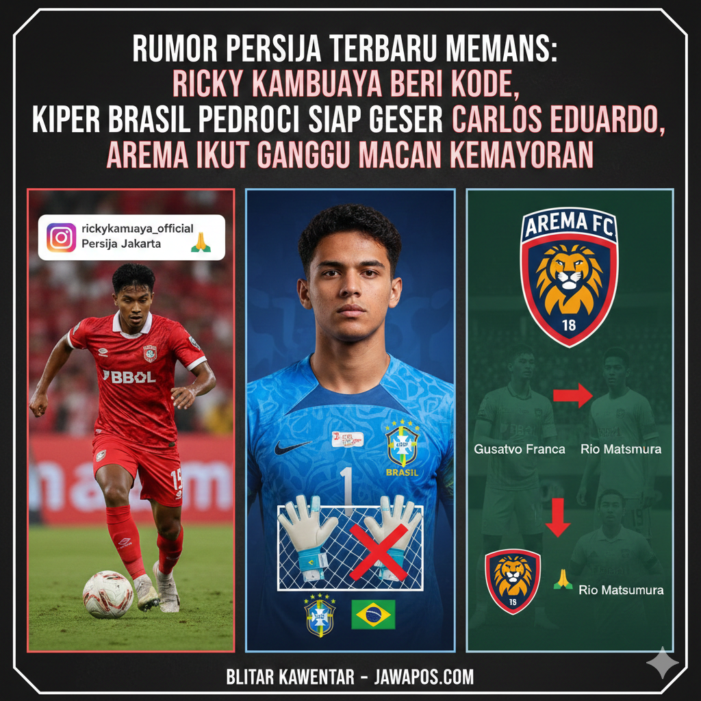 Rumor Persija Terbaru Memanas: Ricky Kambuaya Beri Kode, Kiper Brasil Pedro Caracci Siap Geser Carlos Eduardo, Arema Ikut Ganggu Macan Kemayoran