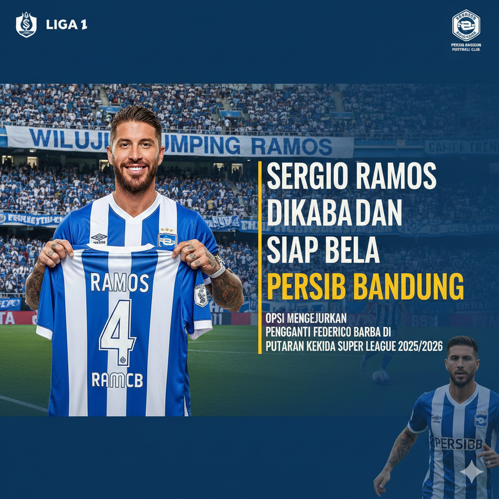 Sergio Ramos Dikabarkan Siap Bela Persib Bandung, Opsi Mengejutkan Pengganti Federico Barba di Putaran Kedua Super League 2025/2026