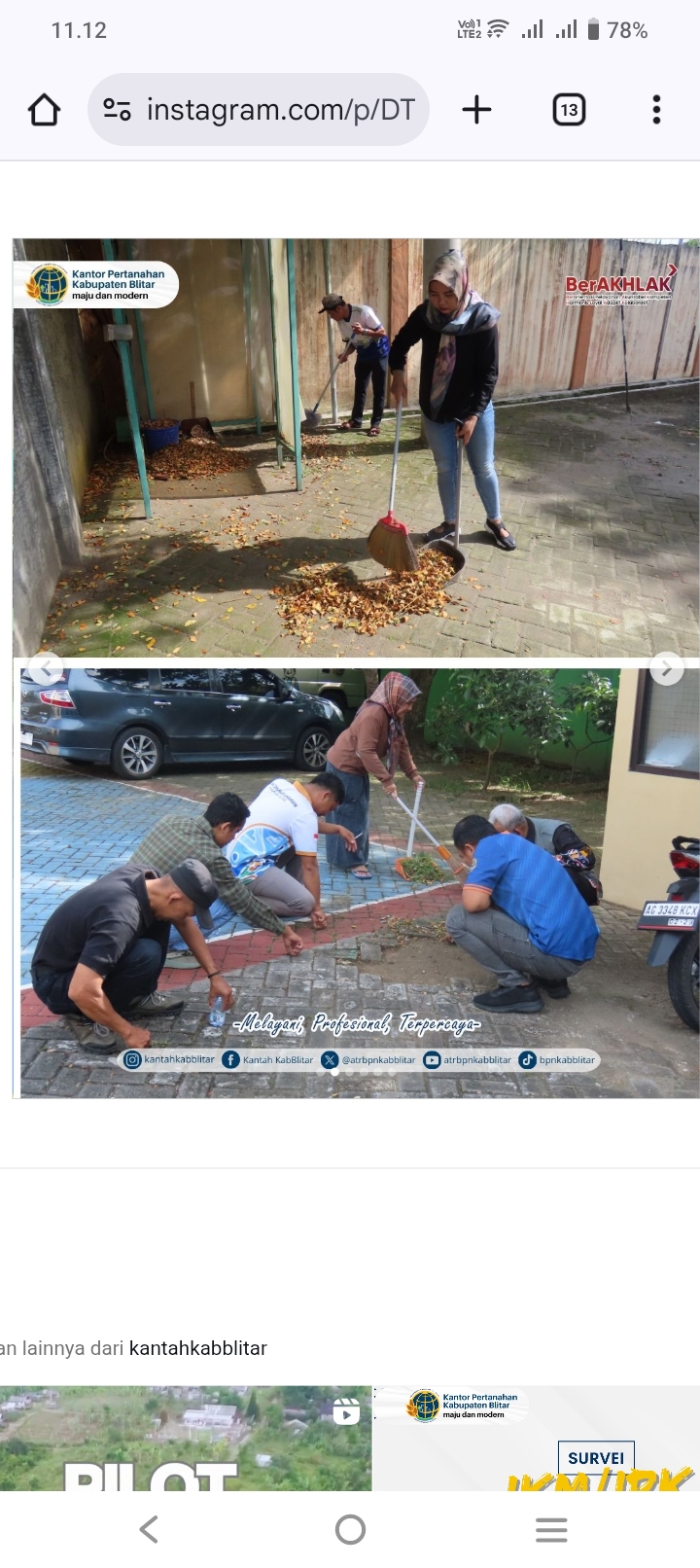 Jumat Bersih Kantor Pertanahan Kabupaten Blitar, Pegawai Kompak Bersihkan Lingkungan Kantor