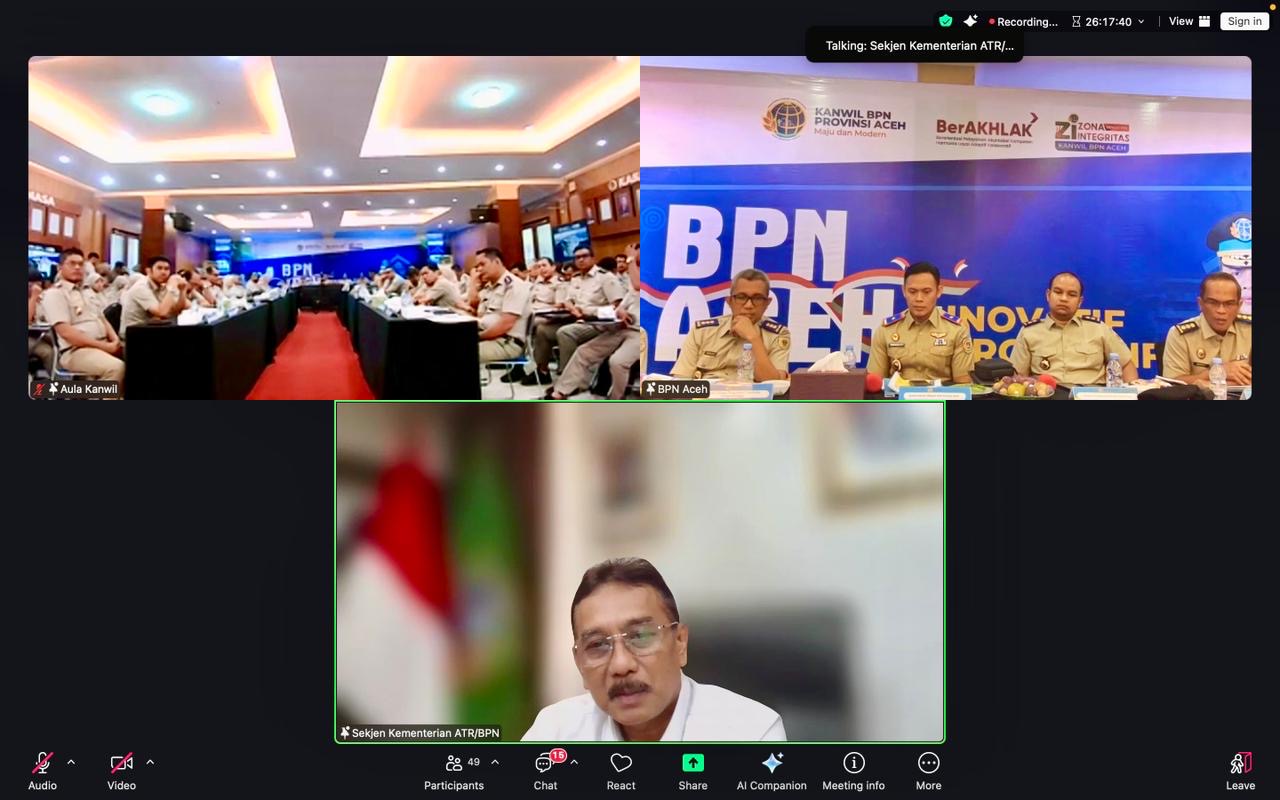 Sekretaris Jenderal Kementerian Agraria dan Tata Ruang/Badan Pertanahan Nasional (Sekjen ATR/BPN), Dalu Agung Darmawan, secara resmi membuka Rapat Kerja Daerah (Rakerda)