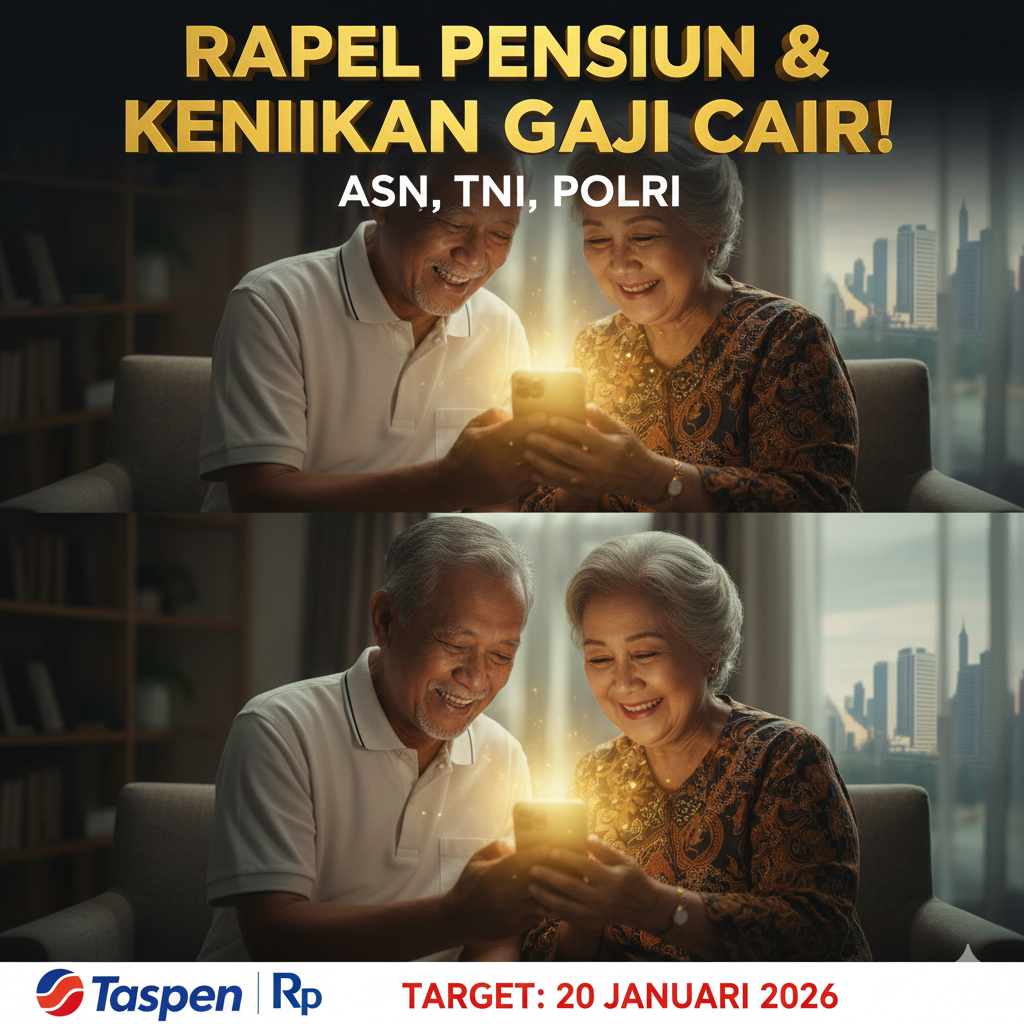Info resmi pencairan rapel pensiun ASN, TNI, & Polri! Dana cair hingga puluhan juta rupiah pada 20 Januari 2026. Cek syarat dan mekanismenya di sini!