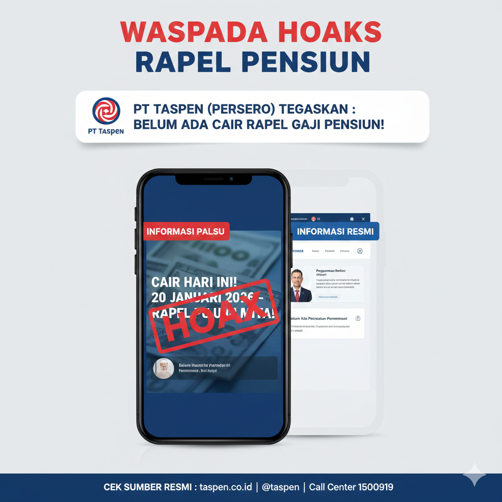 Klaim rapel pensiun cair 20 Januari 2026 viral! Simak penjelasan resmi PT Taspen soal kenaikan gaji ASN, TNI, & Polri agar tidak terjebak hoaks.