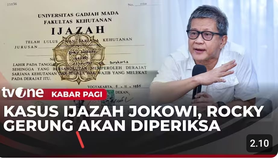 Kasus ijazah Jokowi berlanjut. Polda Metro Jaya periksa ahli Roy Suryo, Rocky Gerung dijadwalkan beri keterangan akhir Januari.