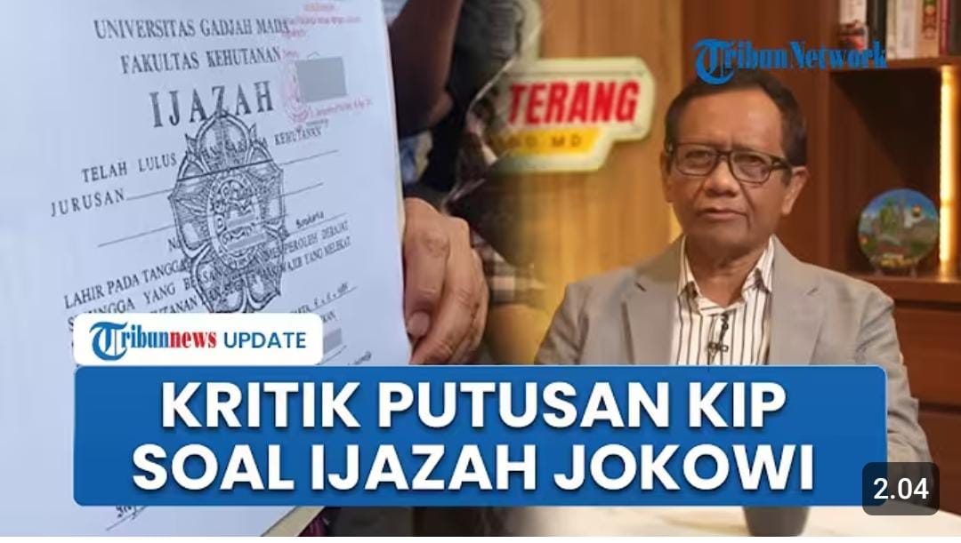 Mahfud MD menyoroti polemik ijazah Jokowi, menilai penetapan informasi publik terlambat dan menegaskan keaslian harus dibuktikan di pengadilan.