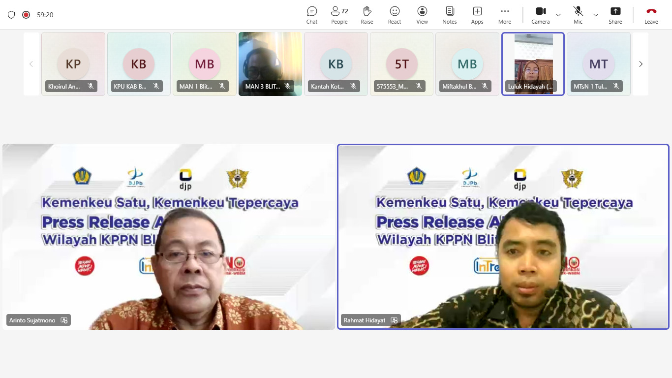 Tangkapan layar zoom meeting KPPN Blitar.