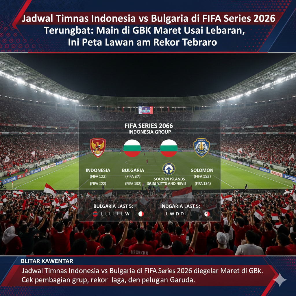 Jadwal Timnas Indonesia vs Bulgaria di FIFA Series 2026 Terungkap: Main di GBK Maret Usai Lebaran, Ini Peta Lawan dan Rekor Terbaru