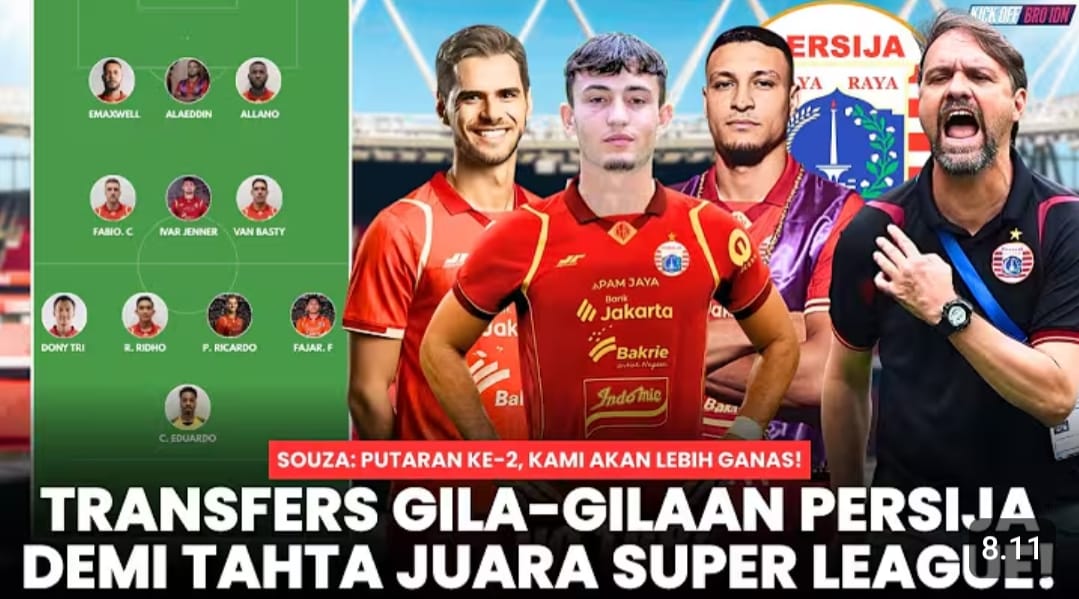 Transfer Persija Jakarta Super League 2025-2026 memanas, datangkan striker Maroko, Fajar Faturahman masuk, rumor Ivar Jenner menguat