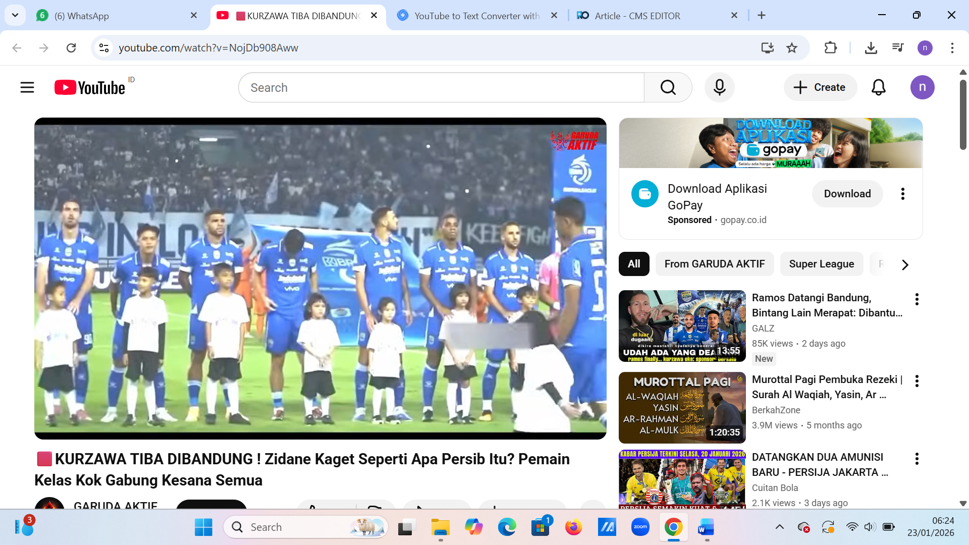 Federico Barba kembali ikut latihan Persib Bandung. Sinyal positif ini memberi suntikan moral jelang agenda penting Maung Bandung.