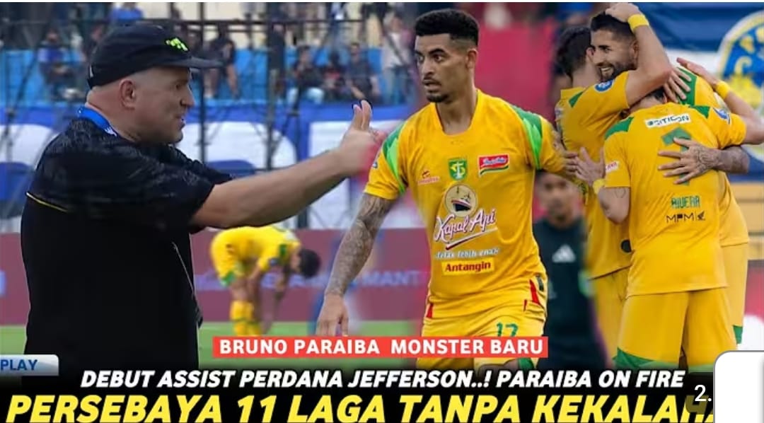 Persebaya Surabaya menang 3-0 atas PSIM Yogyakarta. Debut Jefferson dan gol perdana Bruno Paraiba langsung curi perhatian.