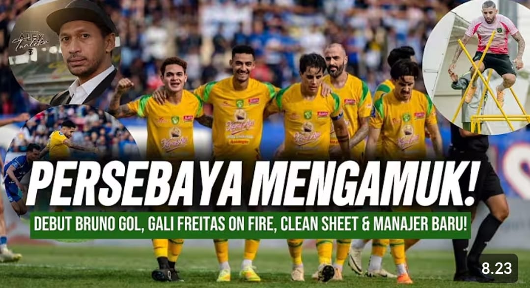 Persebaya Surabaya menang 3-0 atas PSIM. Debut Bruno Paraiba, Gali Freitas konsisten, lini belakang solid.