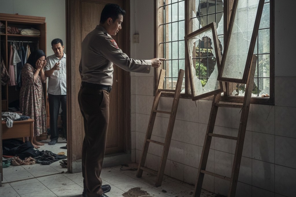 Ditinggal Sarapan, Rumah Dibobol Maling Perhiasan Senilai Rp 30 Juta Raib  Pelaku Masuk Rusak Jendela.