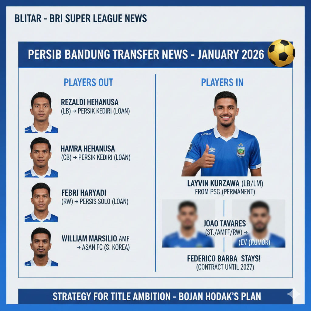 Transfer Pemain Persib Bandung Putaran Kedua BRI Super League: Rezaldi dan Hamra Hengkang, Kurzawa Segera Diperkenalkan, Ini Daftar Lengkapnya