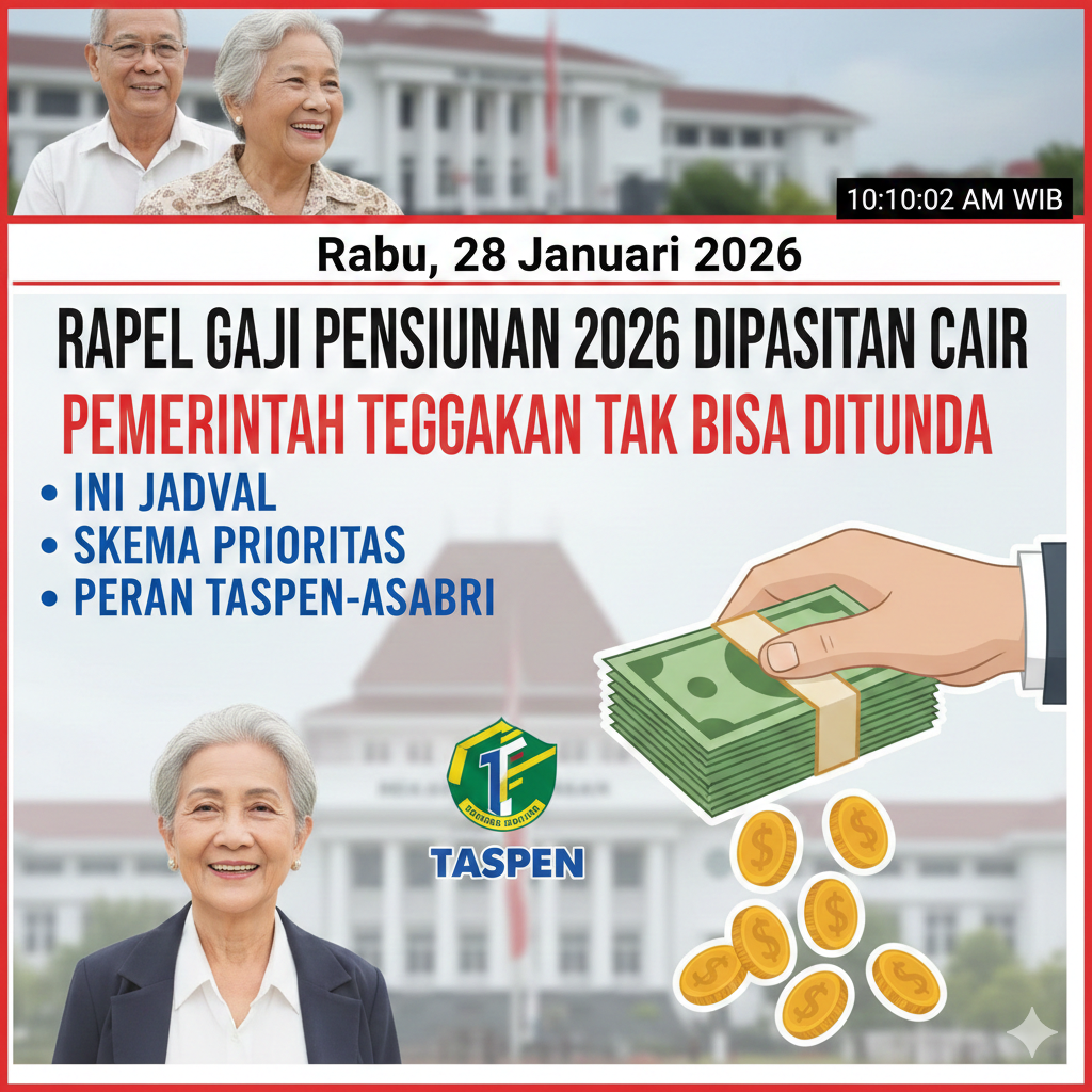 Rapel Gaji Pensiunan 2026 Dipastikan Cair, Pemerintah Tegaskan Tak Bisa Ditunda: Ini Jadwal, Skema Prioritas, dan Peran Taspen-Asabri