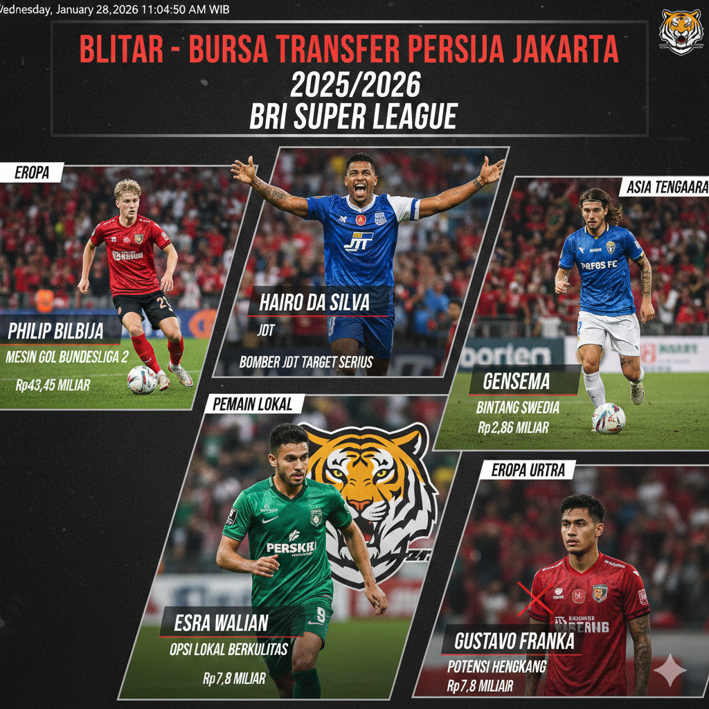 Bursa Transfer Persija Jakarta Memanas: Philip Bilbija Rp43 Miliar, Bomber JDT Hairo da Silva, hingga Esra Walian Masuk Radar Macan Kemayoran