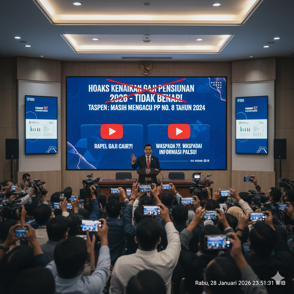 Isu kenaikan gaji pensiunan PNS 2026 cair 30 Januari dipastikan hoaks. Cek klarifikasi resmi PT Taspen soal aturan rapel & jadwal gaji terbaru.