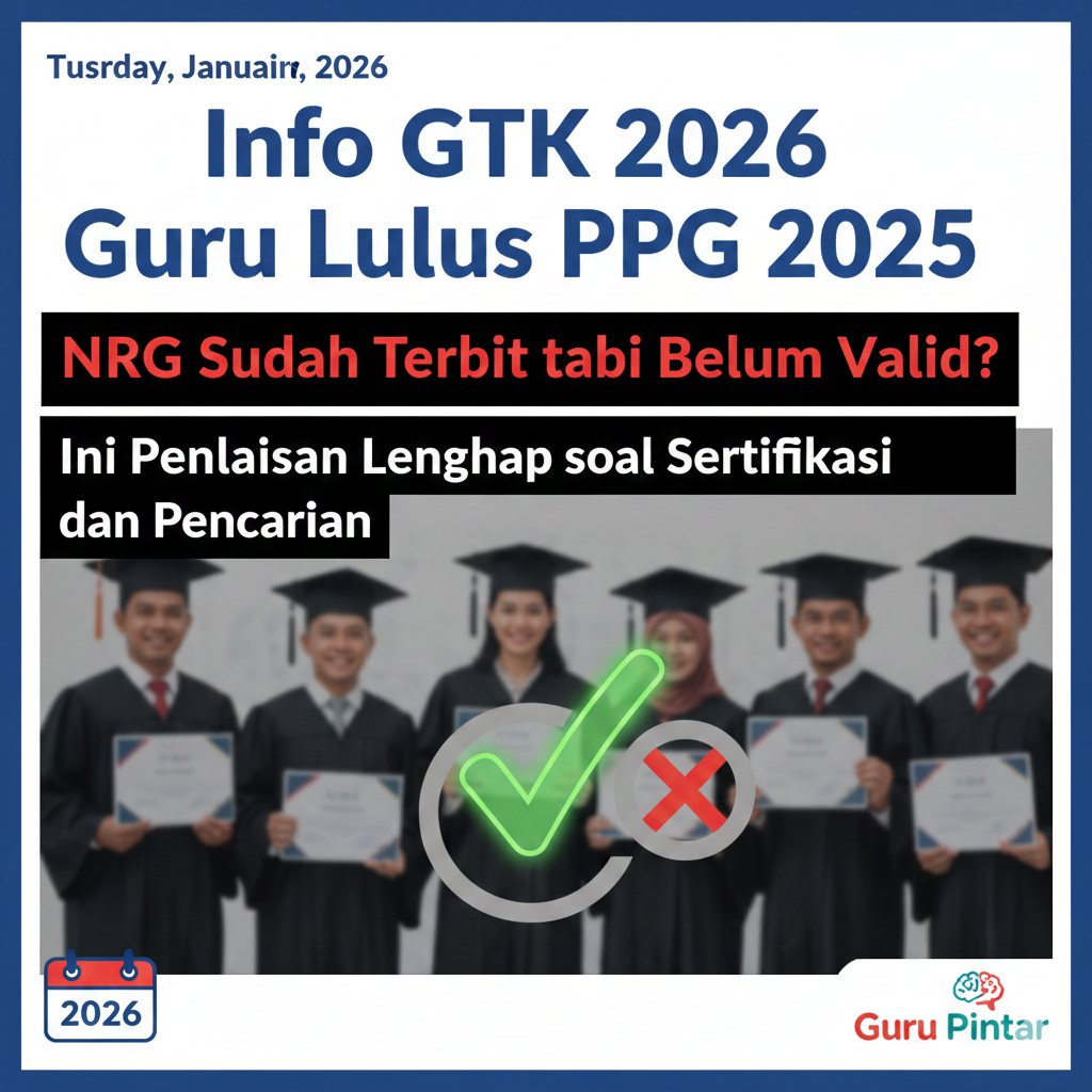 Info GTK 2026 Guru Lulus PPG 2025: NRG Sudah Terbit tapi Belum Valid? Ini Penjelasan Lengkap soal Sertifikasi dan Pencairan