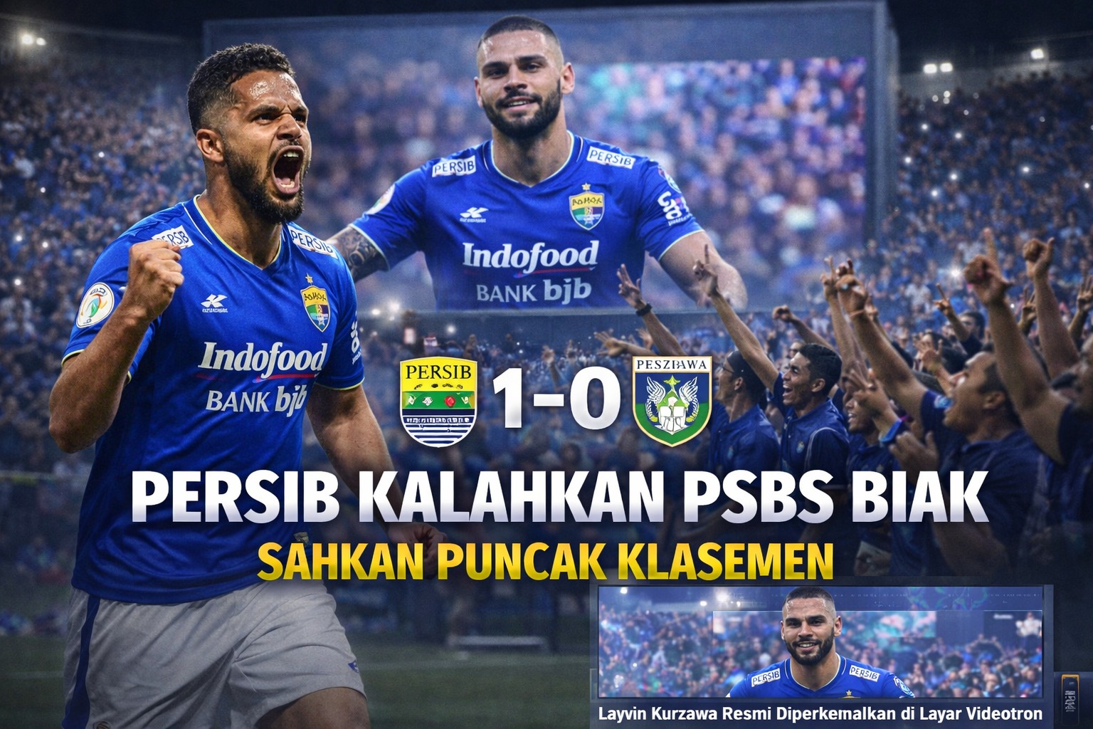 Hasil pertandingan Persib vs PSBS Biak: Menang dramatis 1-0, Maung Bandung puncaki klasemen dan resmi umumkan eks bintang PSG, Layvin Kurzawa!