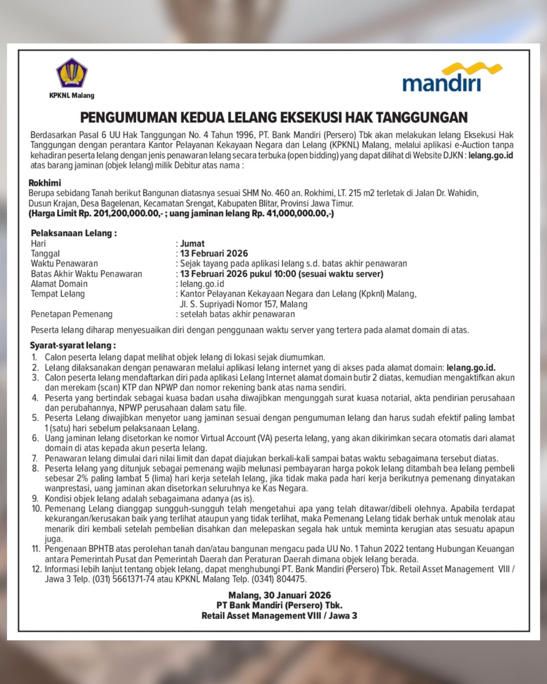 Pengumuman Lelang