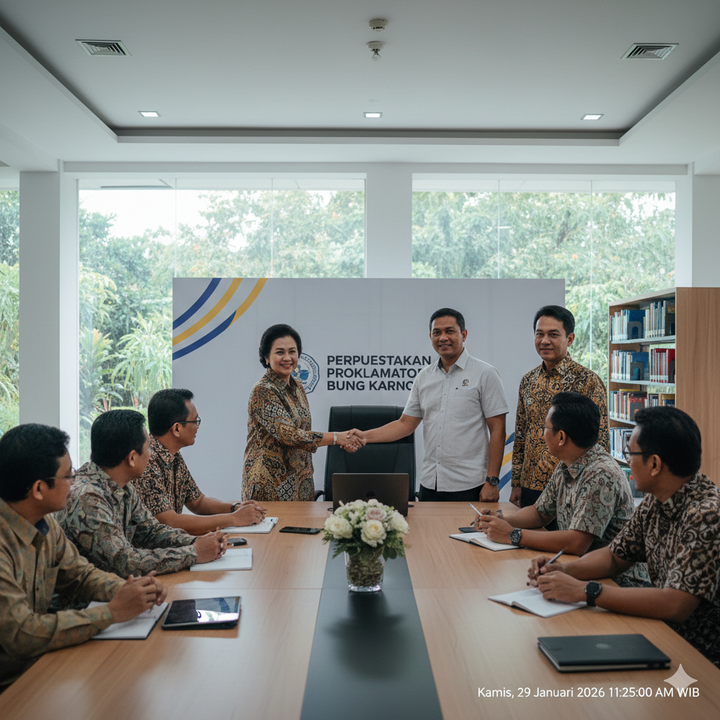 Jawa Pos Radar Blitar berkesempatan melakukan silaturahmi ke Perpustakaan Proklamator Bung Karno (PPBK) pada Kamis (29/01) kemarin.