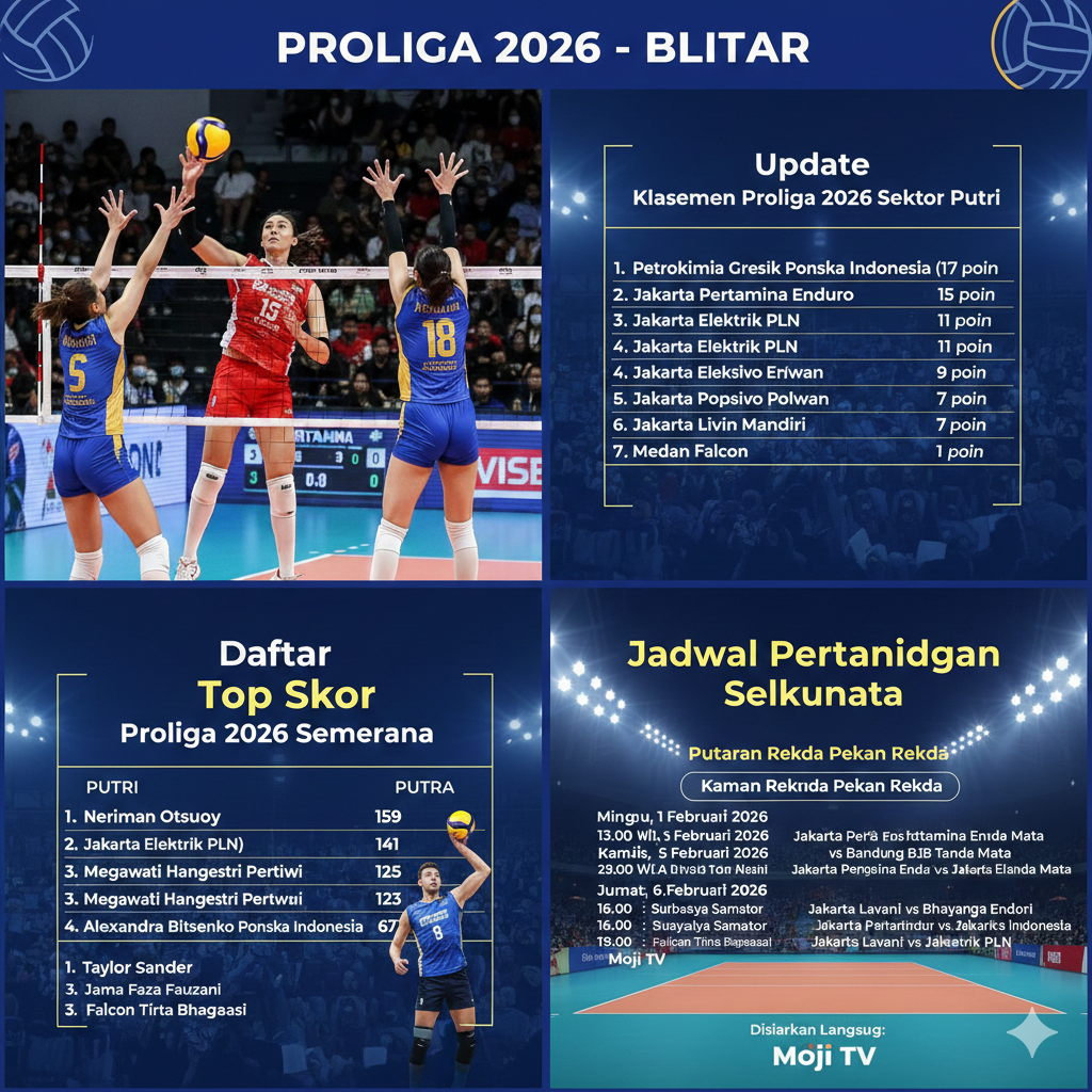 Hasil Proliga 2026 Terbaru: Pertamina Enduro Bungkam BJB 3-0, Klasemen Berubah dan Daftar Top Skor Makin Panas