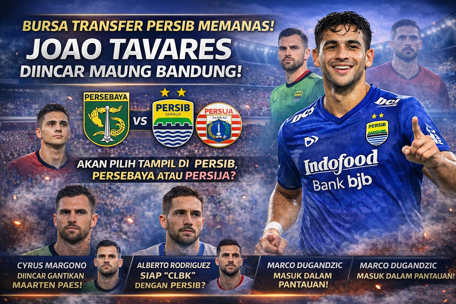 Update panas Bursa Transfer Persib Bandung! Joao Tavares bidikan utama, Cyrus Margono gantikan Maarten Paes, hingga rumor kembalinya Alberto