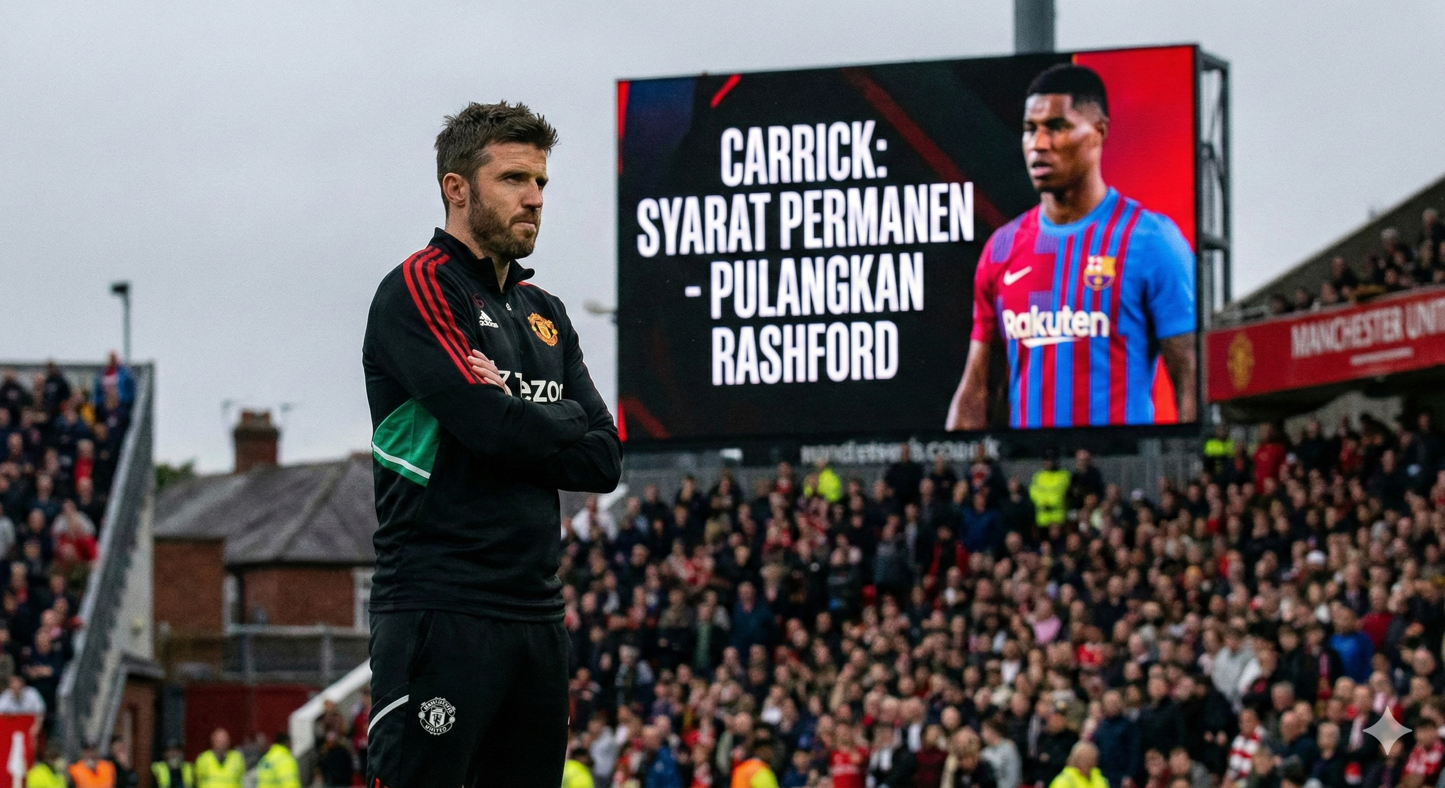 Michael Carrick ajukan syarat jadi manajer permanen Manchester United: Wajib pulangkan Marcus Rashford dari Barcelona.