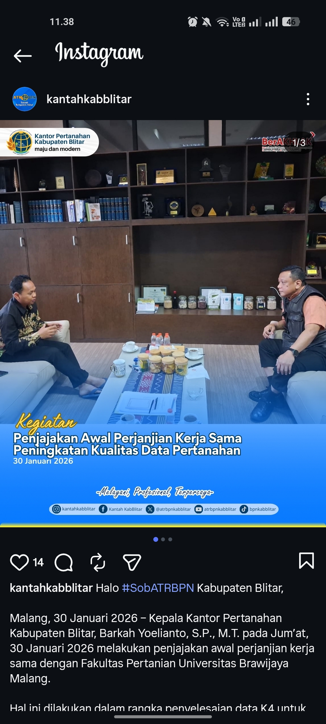 Pelayanan Pertanahan Kantor Pertanahan Kabupaten Blitar Berjalan Lancar dan Teratur