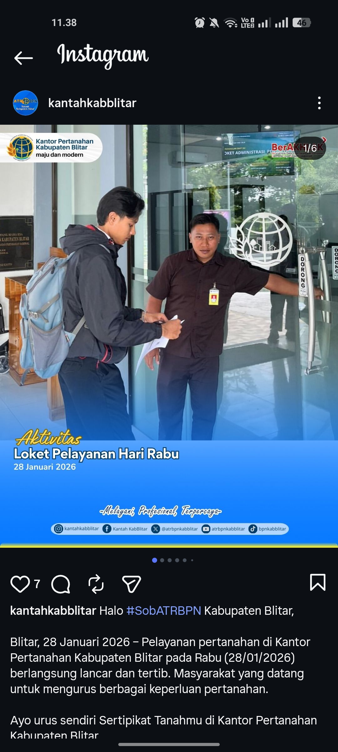 Pelayanan pertanahan Kabupaten Blitar di Kantor Pertanahan berjalan lancar dan teratur, warga diimbau mengurus sertipikat tanah sendiri.