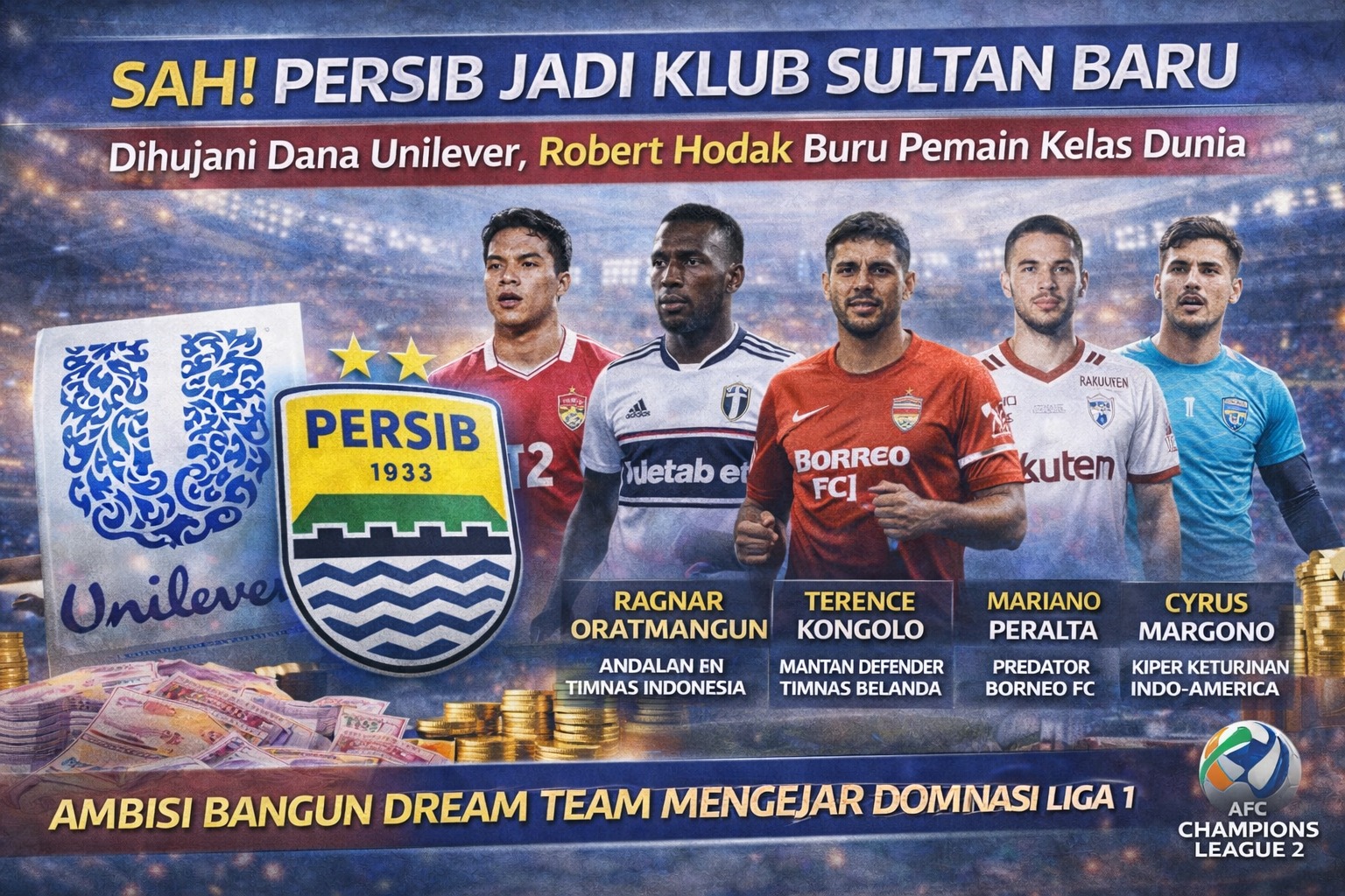 Persib Bandung luncurkan operasi transfer gila! Incar Ragnar Oratmangun & bintang dunia setelah gandeng Unilever. Cek daftar pemain incaran Bojan Hodak!