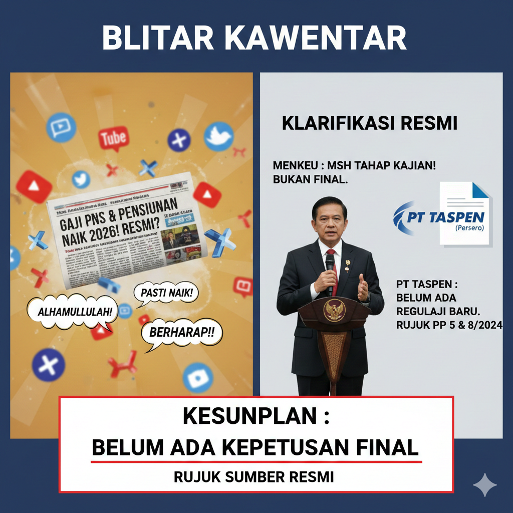 Gaji PNS dan Pensiunan 2026 Ramai Disebut Naik, Ini Fakta Resmi Pemerintah dan Klarifikasi PT Taspen